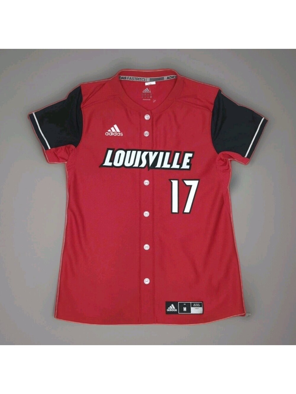 Adidas Louisville Cardinal Baseball Softball Jersey Women Medium NCAA Button New